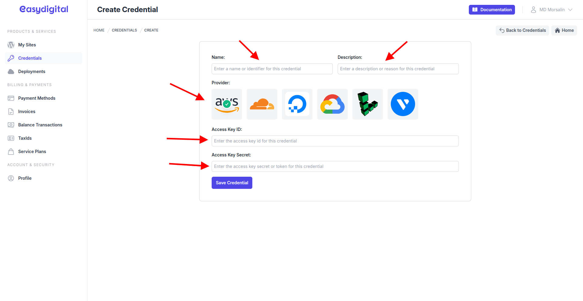 AWS Credential Create