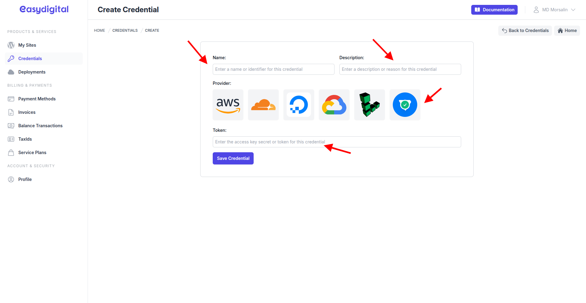Vultr Credential Create Vultr Credential Create