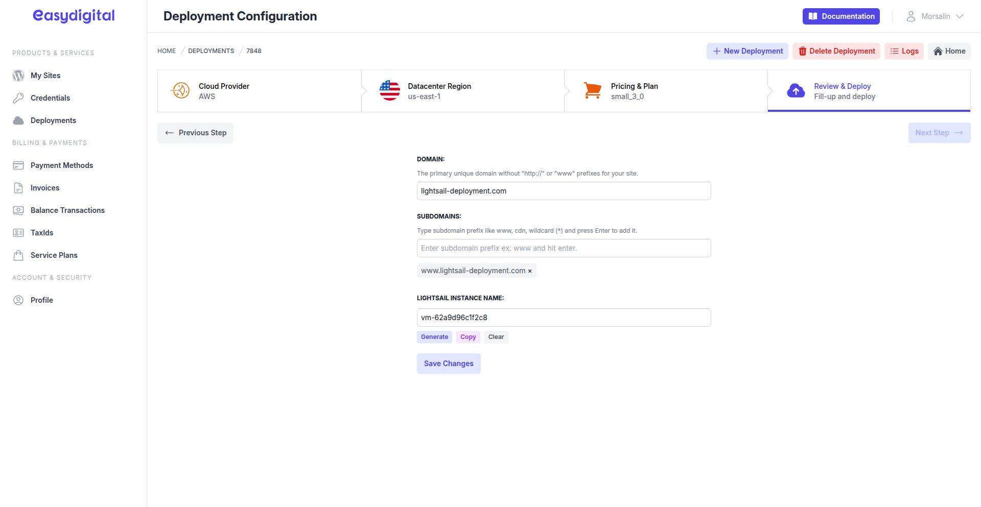 Deployment Info Deployment Info