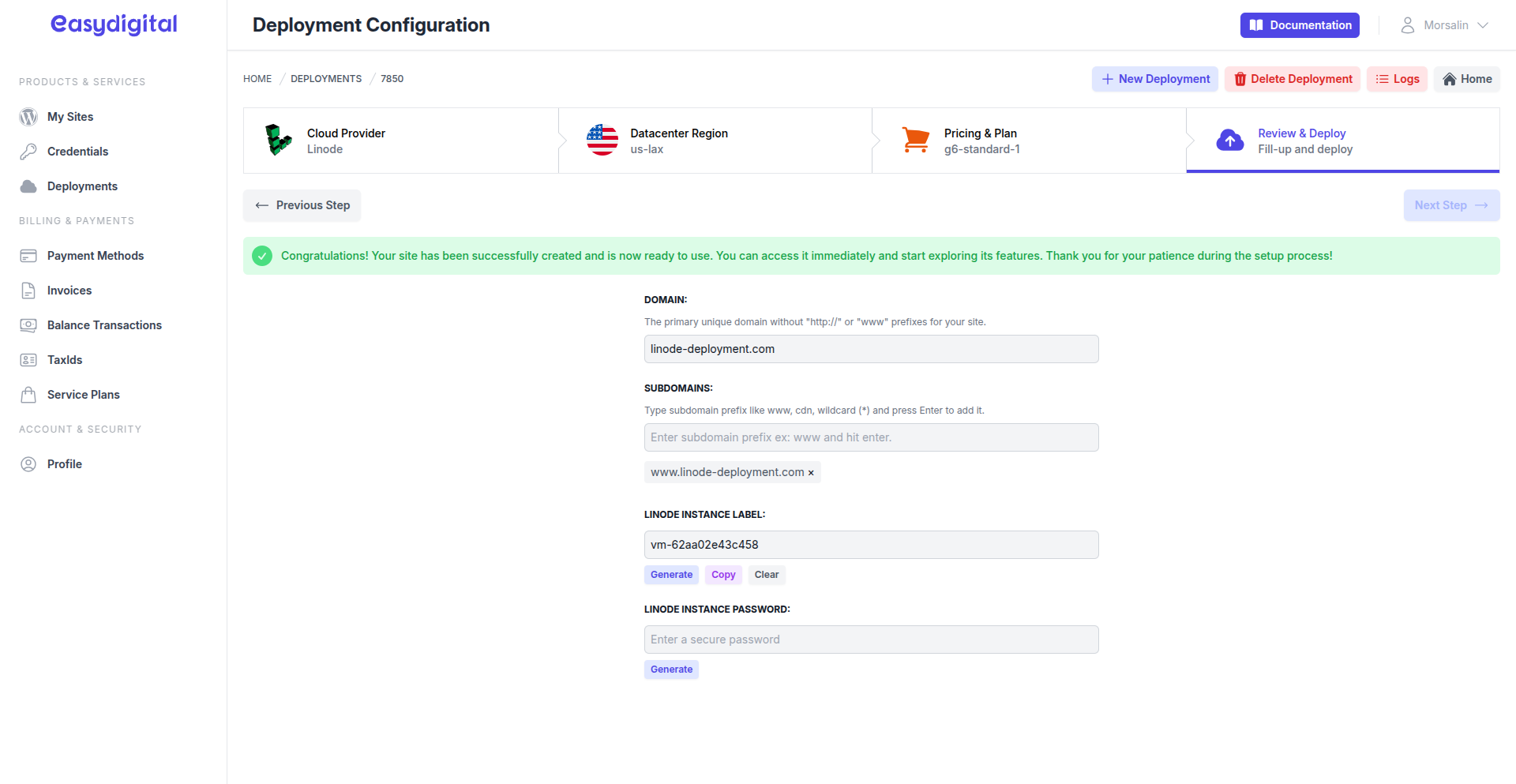 Linode Instance Connected