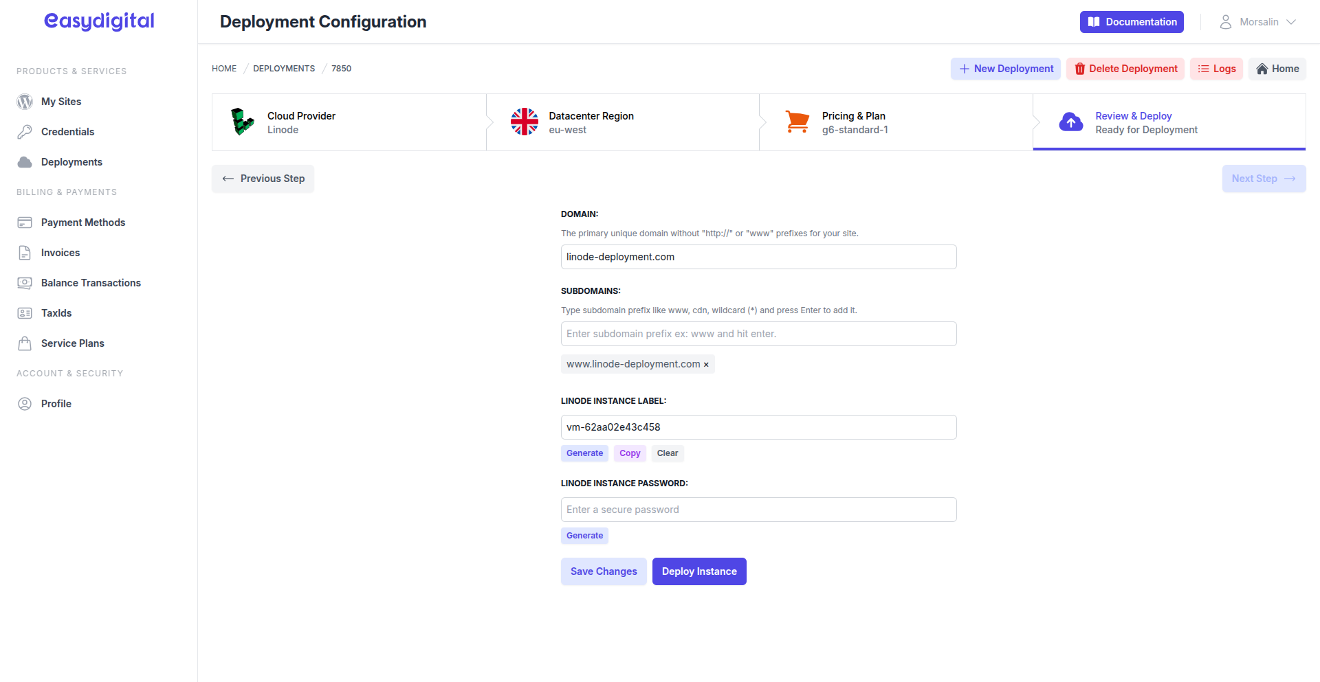 Deploy Linode Instance