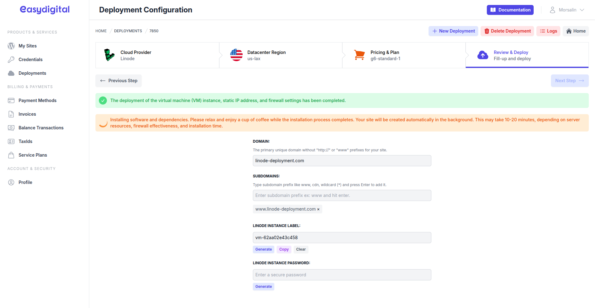 Linode Instance Deployed