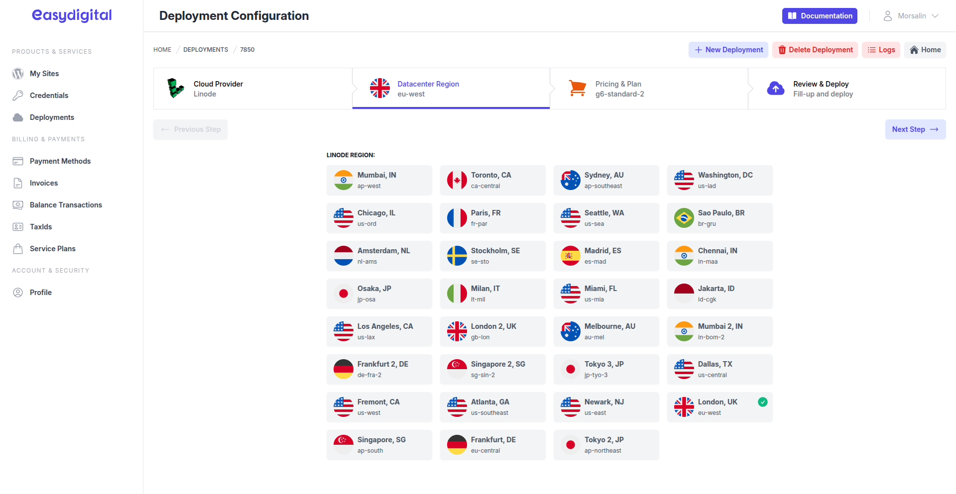 Linode Region Selection